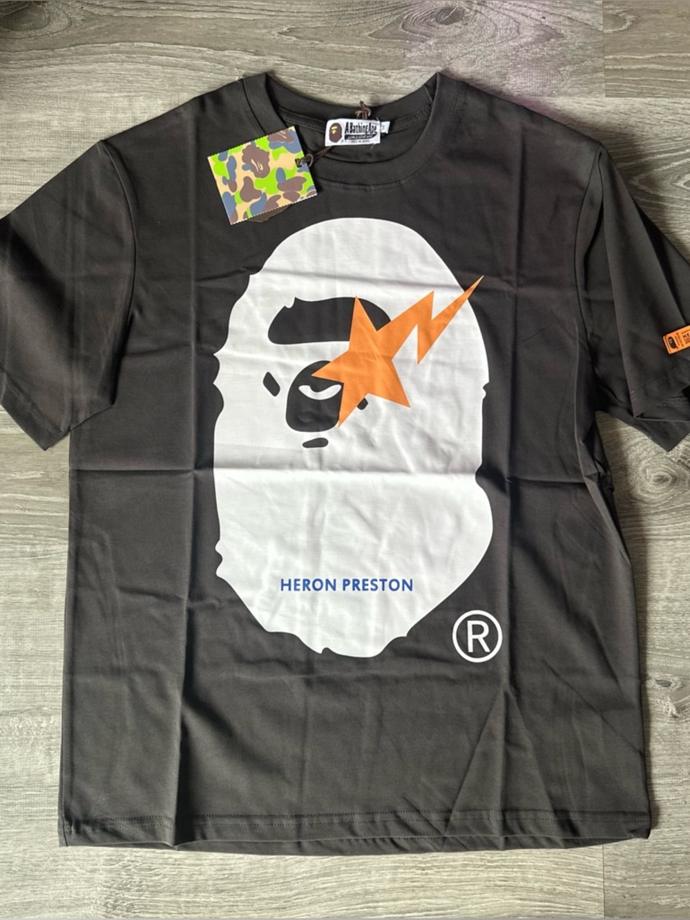🙊 BAPE (A Bathing Ape) Blue Heron Preston T-Shirt • Size Medium or Large • BNWT!